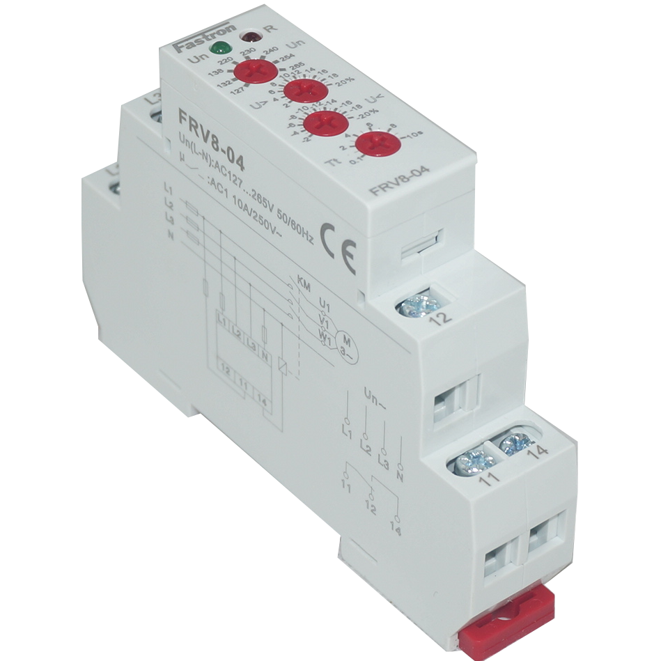 FRV 8-04/265, 127 to 265VAC L-N Voltage Monitoring Relay, 3 Phase 4 Wire Over/Under Voltage Detection, 1 x CO SPDT 8 Amp Contact, Adjustable Timer Delay, Adjustable Upper and Lower Voltage Limits FRV 8-04/265, 127 to 265VAC L-N Voltage Monitoring Relay, 3 Phase 4 Wire Over/Under Voltage Detection, 1 x CO SPDT 8 Amp Contact, Adjustable Timer Delay, Adjustable Upper and Lower Voltage Limits